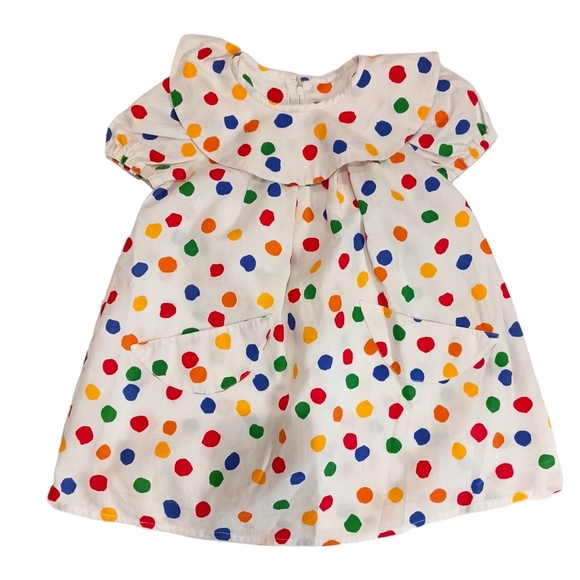Other - Vintage Girls Birthday Party Dress Puff Sleeves Polka Dot Multi Color Size 5/6